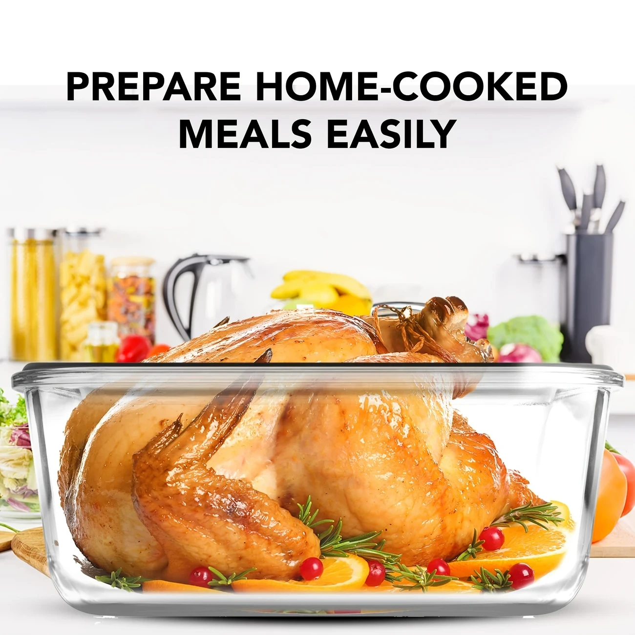 Two-pack 2260ml Large Glass Baking Dish