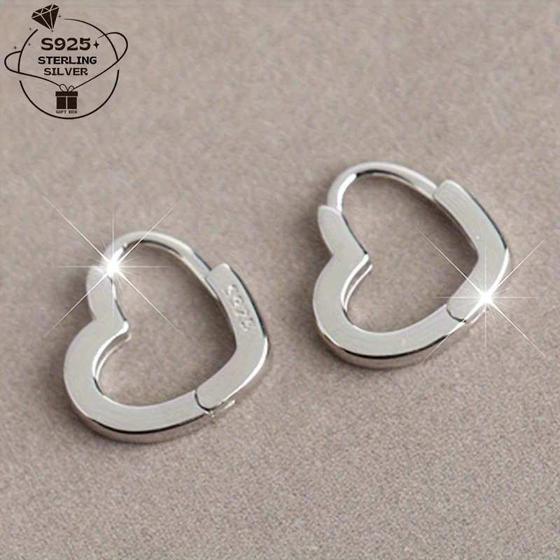Elegant 925 Silver Heart-Shaped Earrings for Women - Perfect for Daily Wear & Parties, Ideal Valentine's Day Gift, Durable Everyday Earrings