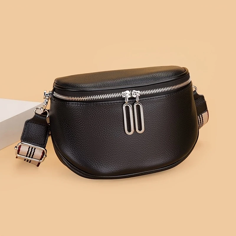 Simple and Elegant Shoulder Bag with Zipper Closure - Fashion Solid Color Crossbody Cellphone Bag