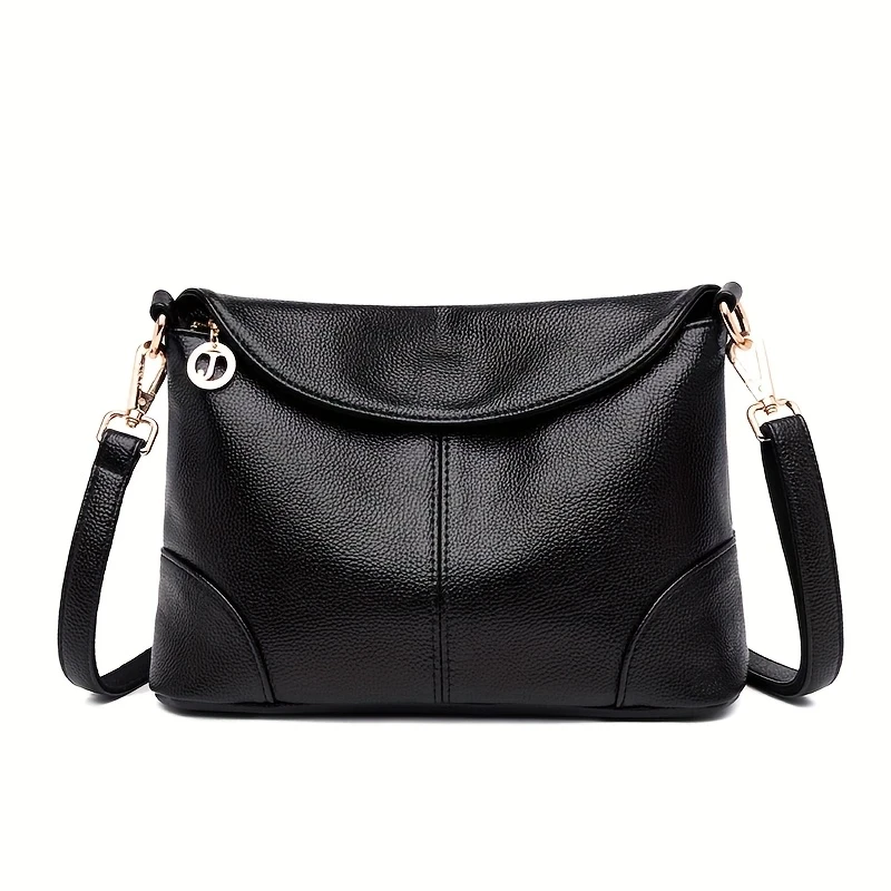 Women's Vegan Crossbody Bag - Adjustable Strap Small Square Shoulder Purse, Black Casual Everyday Bag with Zipper Closure & Lining, Guangzhou Crafted, Durable Construction