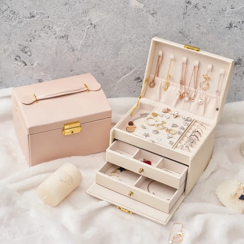 Three-layer Retro Jewelry Box With Lock