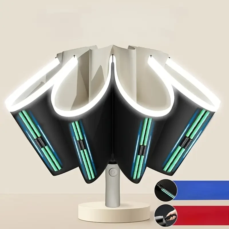 20 Ribs Automatic Reverse Folding Umbrella with Reflective Stripe