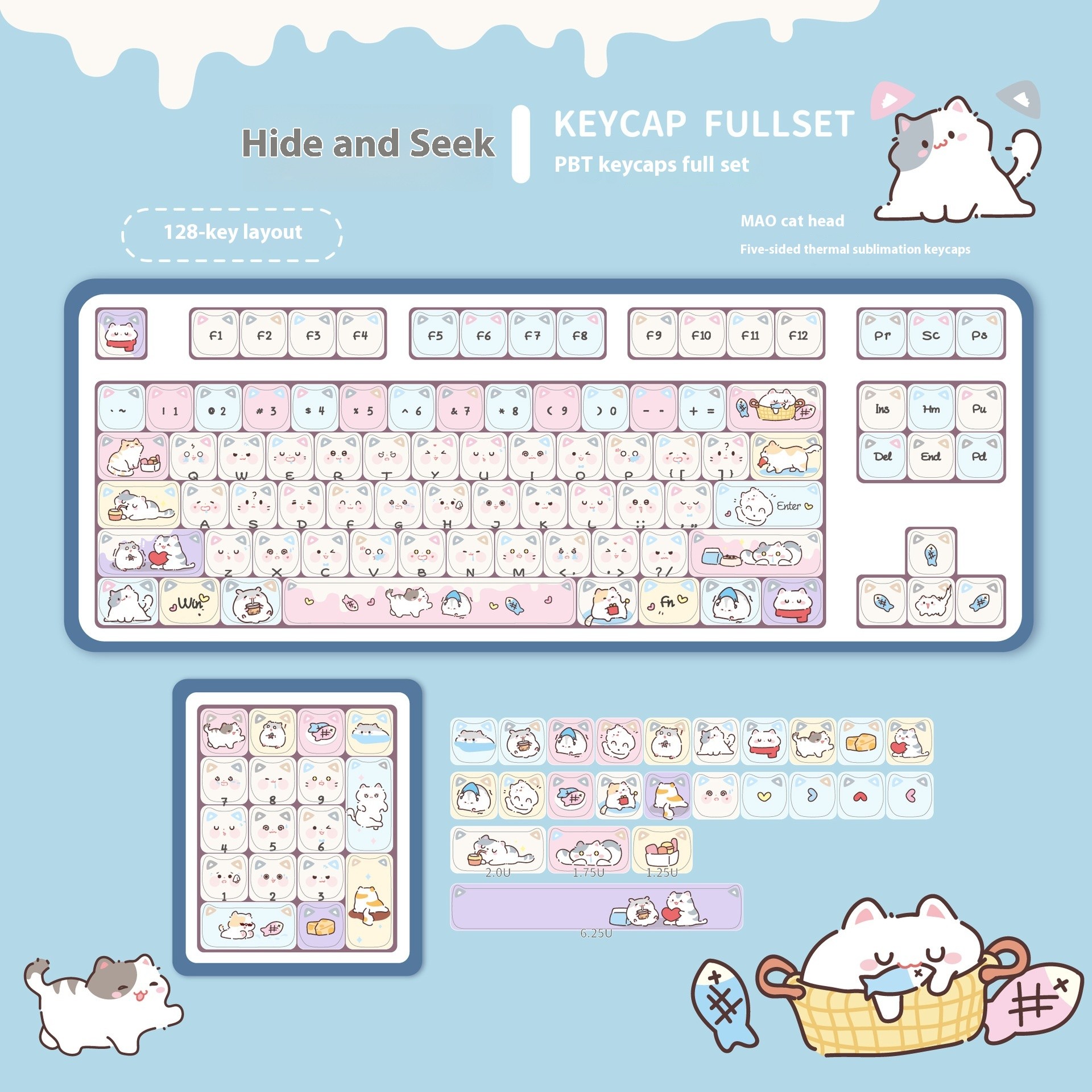 Personalized Theme Five-sided Sublimation PBT Customized Mechanical Keyboard Keycaps