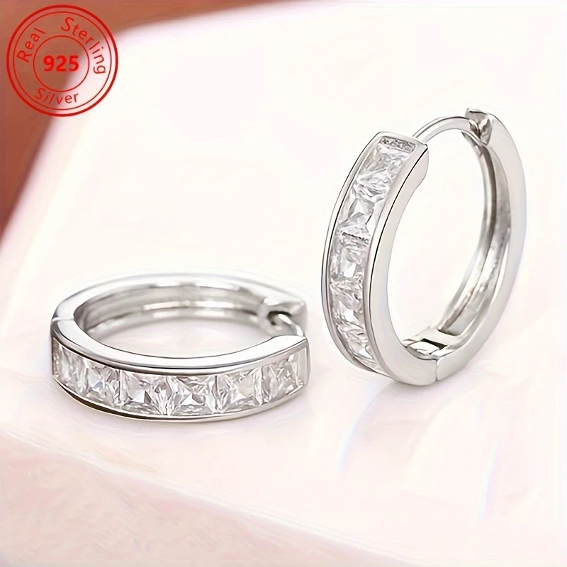 Pairs of S925 Silver Earrings  Fashionable and Simple Zirconia Earrings for Daily Wear