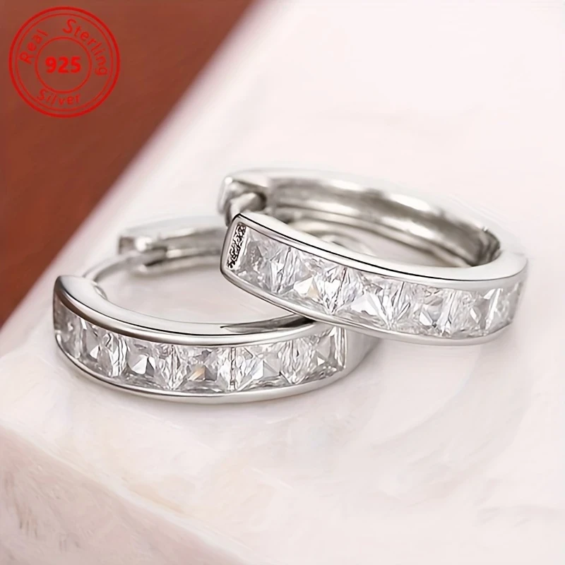 Pairs of S925 Silver Earrings  Fashionable and Simple Zirconia Earrings for Daily Wear