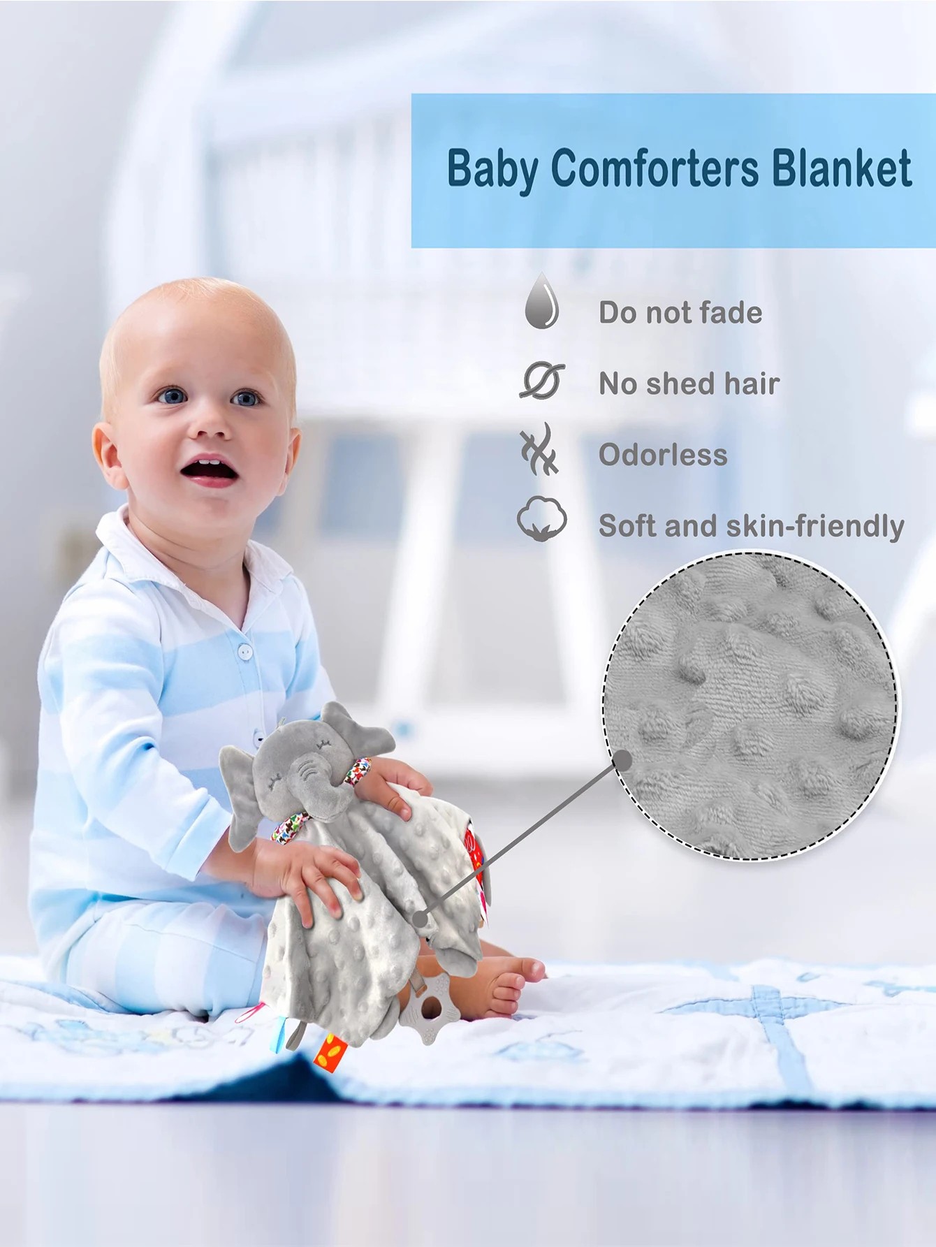 Elephant Baby Comforter Blanket  Soft, Reassuring Comfort for Your Little One