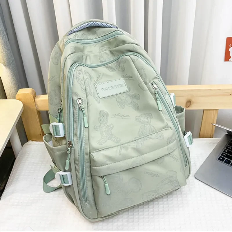 Cute Bears Print Backpack Fashion Versatile Large Capacity Travel Bags Women