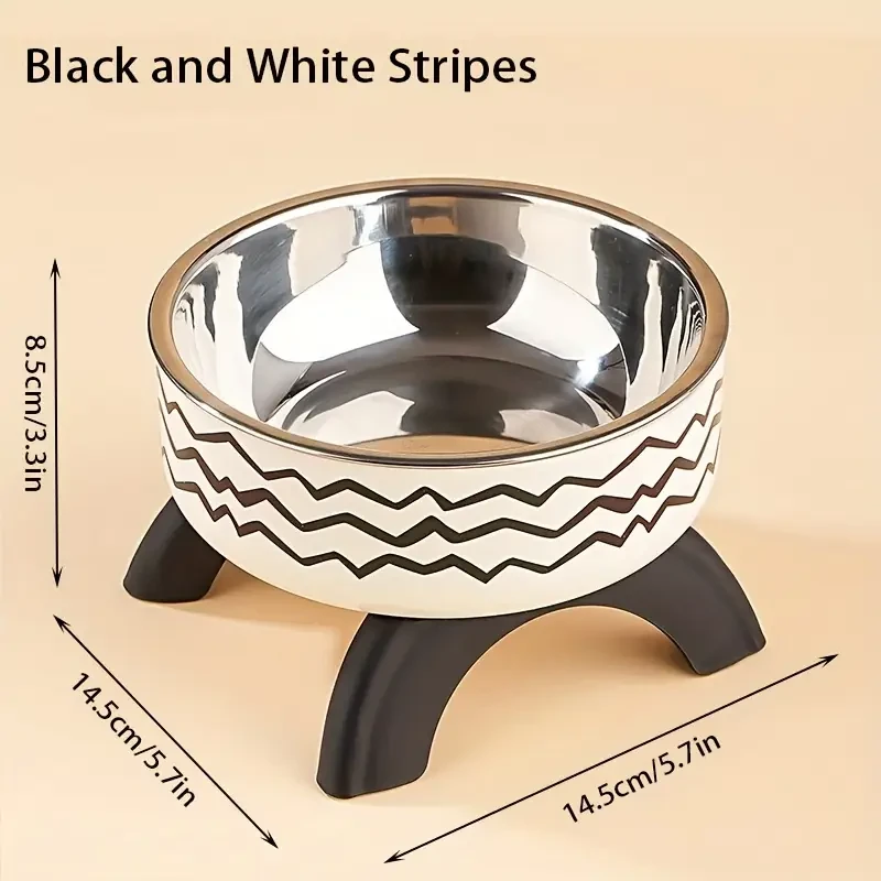 Elevated Stainless Steel Pet Bowl with Cute Pattern