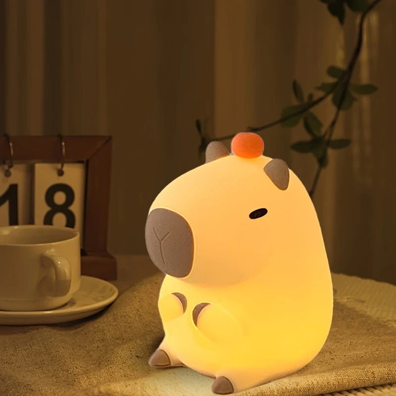 Modern Capybara Cute Night Light Touch Control, 30-Minute Timer, and USB Rechargeable Ambient Light