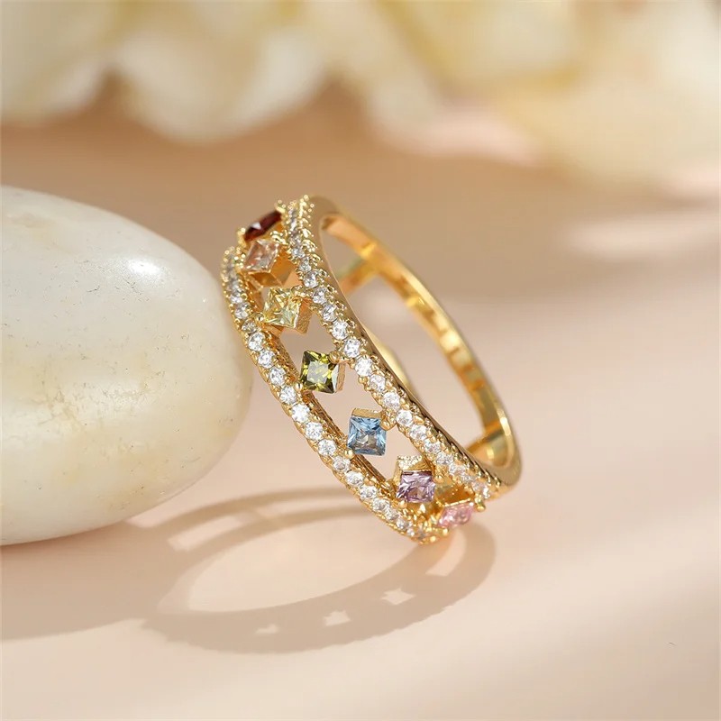 Dainty Square Zircon Engagement Ring