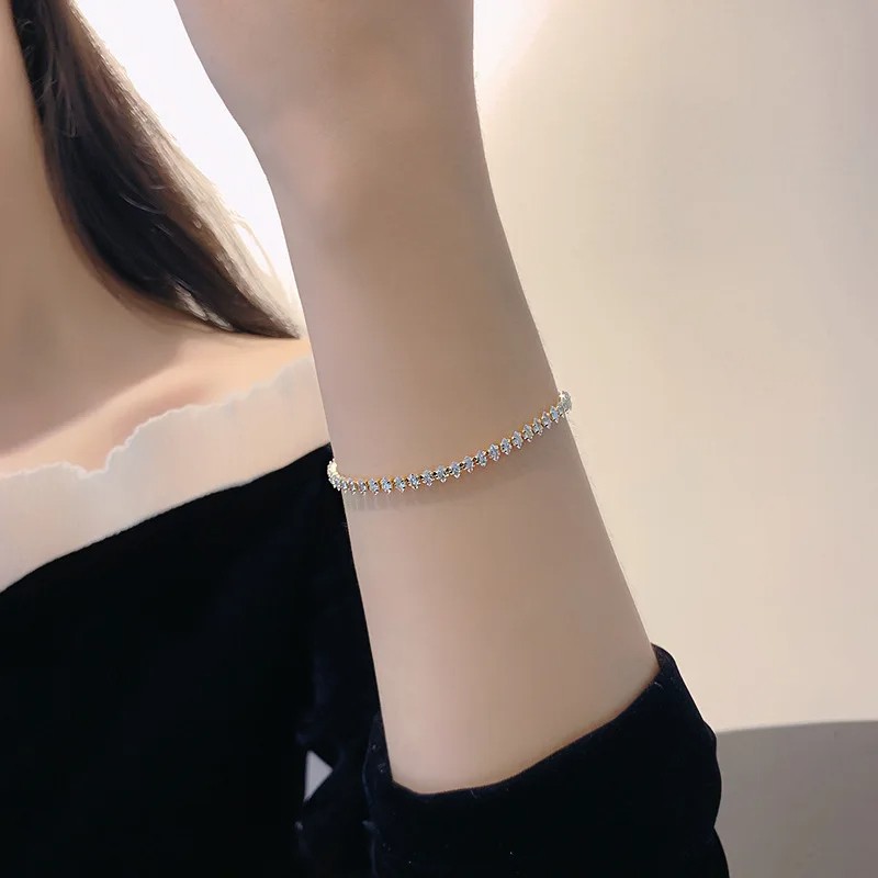 Luxury Roman Crystal Geometric Chain Bracelets for Women