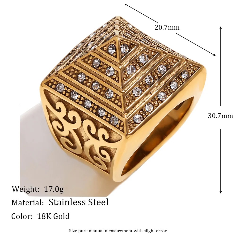 Cool Shiny Pyramid Vintage Vine Rings for Men