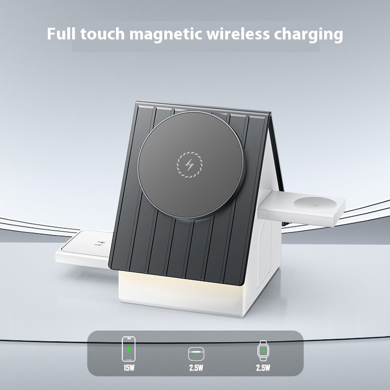 Three-in-one Wireless Charger Desktop Base Magnetic Bracket Suitable For Mobile Phone Watch Headset Fast Charging