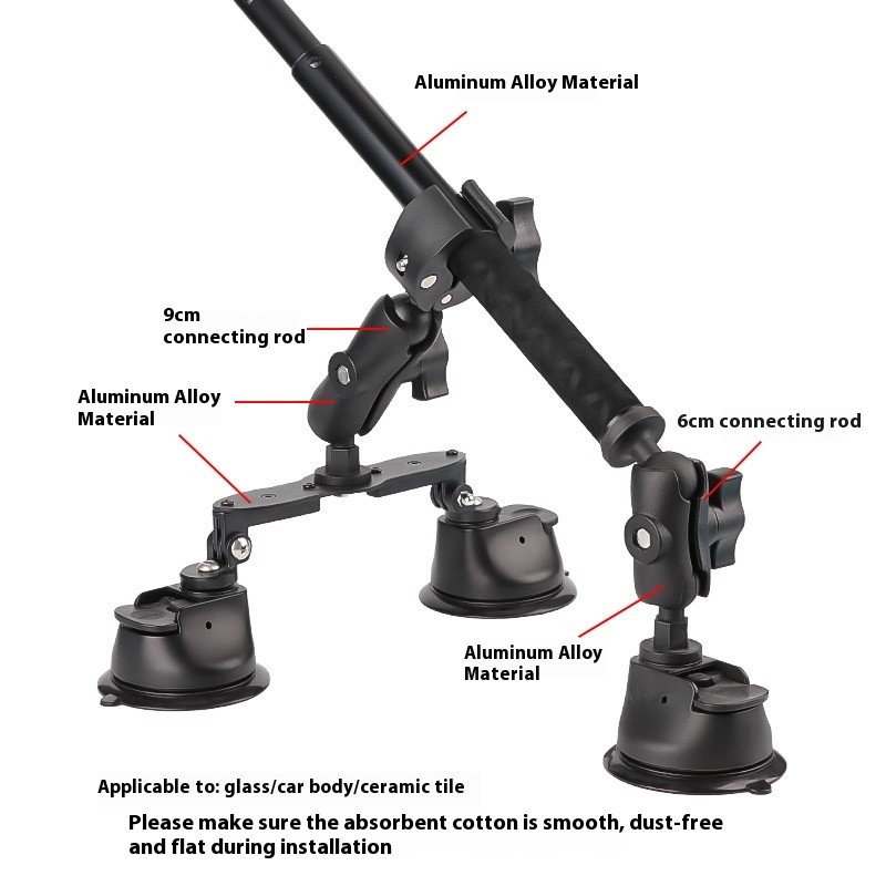 Panoramic Camera View Angle Car Roof And Racket Suction Cup Fixed Bracket