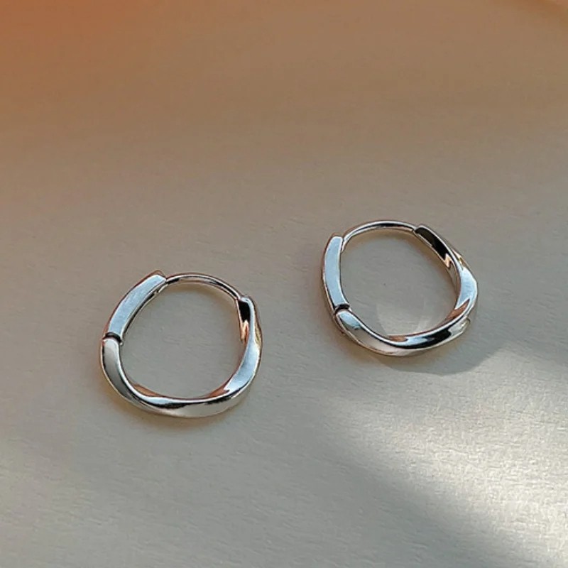 Geometric Wave Twisted Hoop Earrings for Women