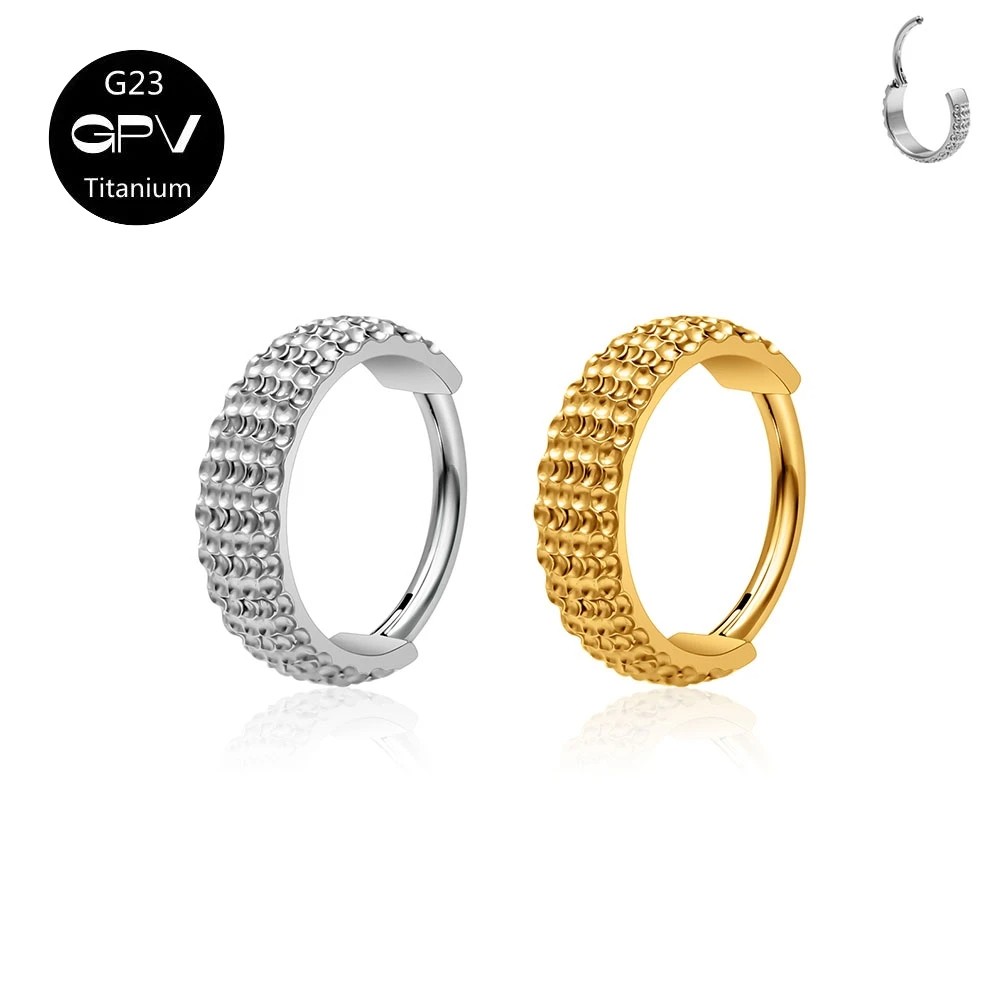 Titanium Ring Earrings Crater Surface Vacuum Gold Plated Personalized Fashion Earrings for Men & Women