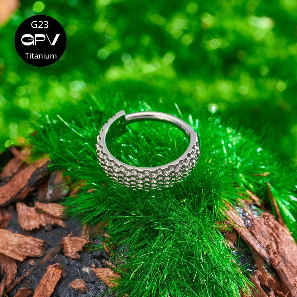 Titanium Ring Earrings Crater Surface Vacuum Gold Plated Personalized Fashion Earrings for Men & Women