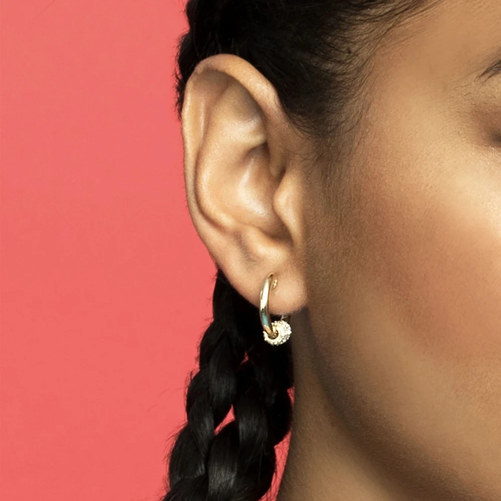 Trendy Small Round Gold Color Stainless Steel Huggies Hoop Earrings for Women