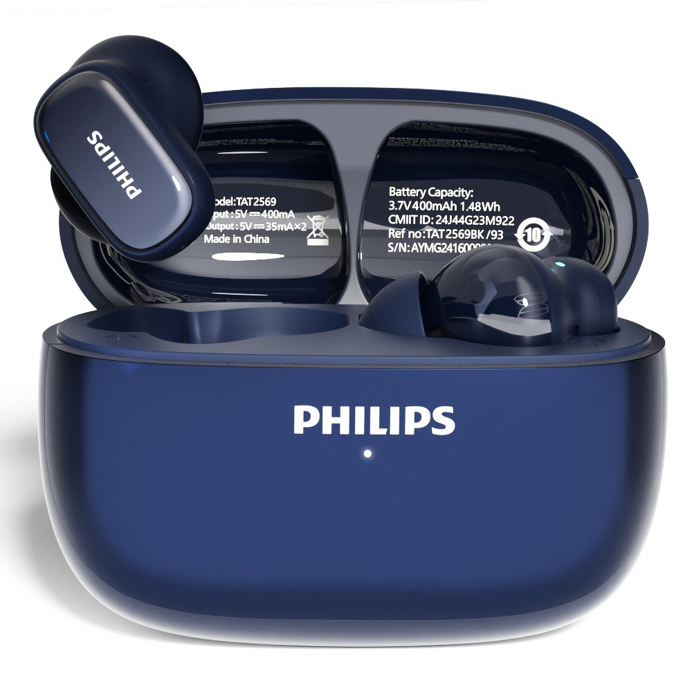 Philips BT5.4 In-Ear Earphones with Wireless Charging Case  24-Hour Playtime, Game Modes, Built-in Mic, Touch Control