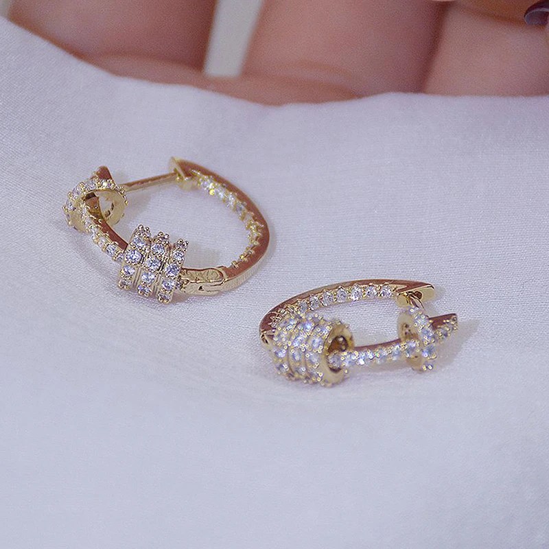 14k Plated Gold Luxury Super Shine CZ Buckle Earring