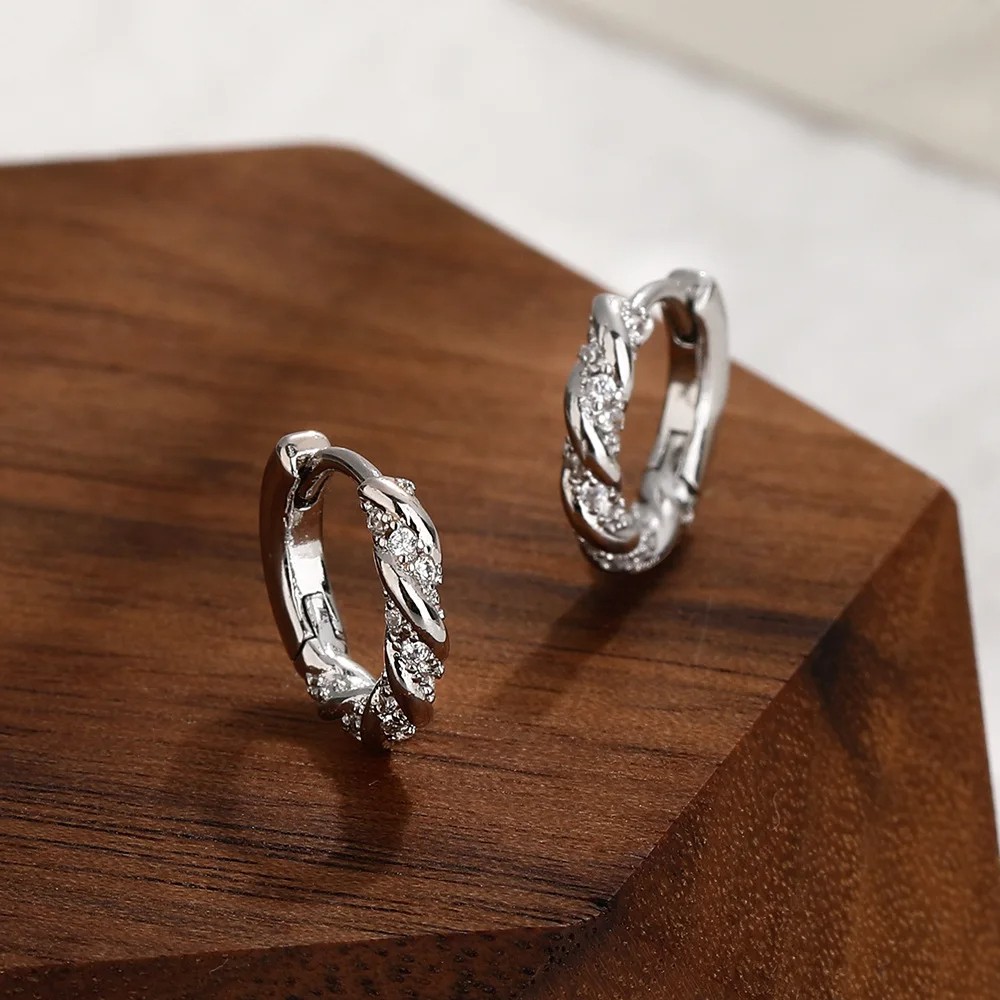 Mobius Circle Zirconia Hoop Earrings