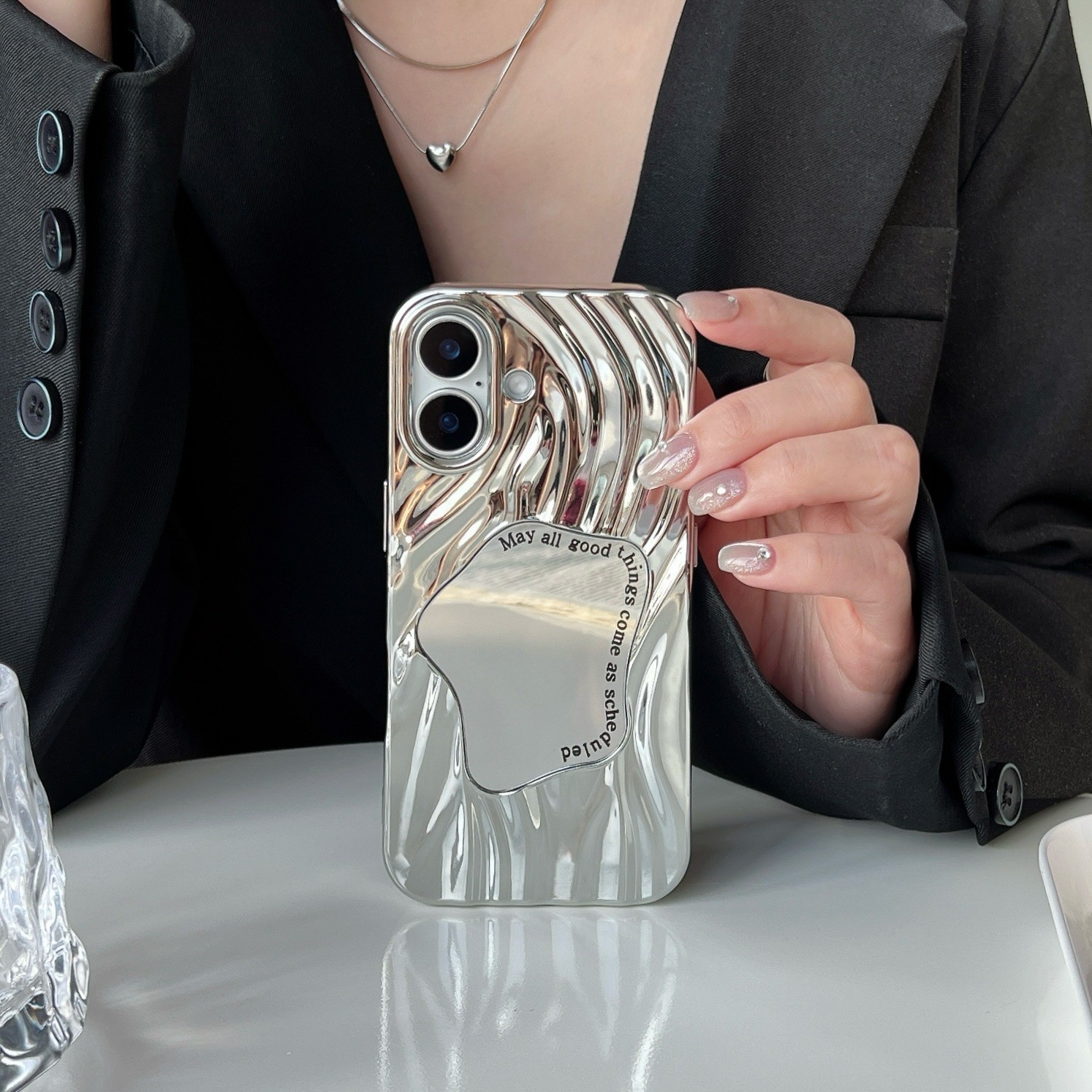 Electroplating Wave Pattern Mirror Phone Case Advanced Sense