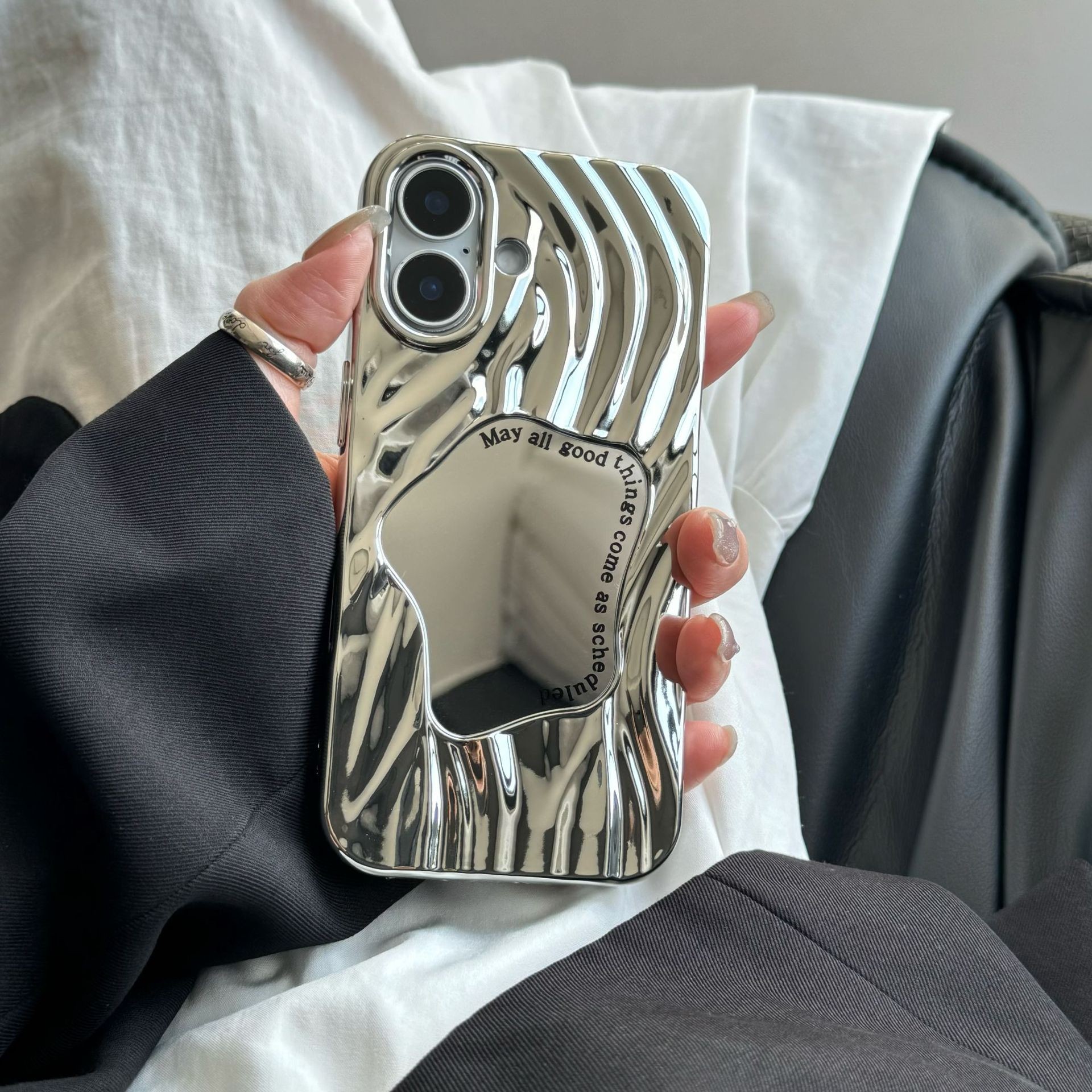 Electroplating Wave Pattern Mirror Phone Case Advanced Sense