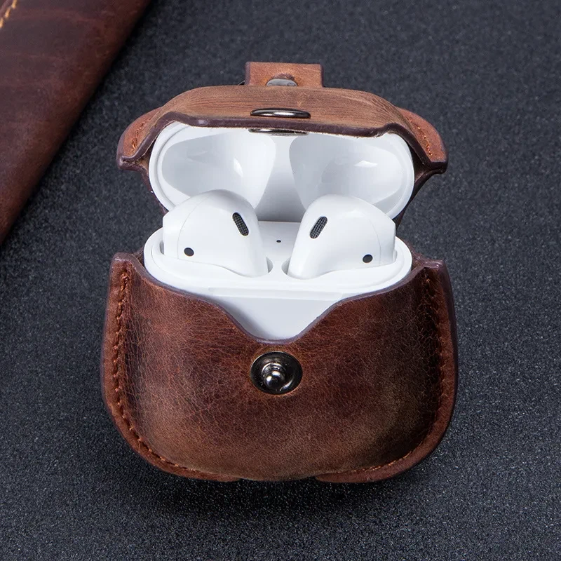 Leather keychain portable earphone cover