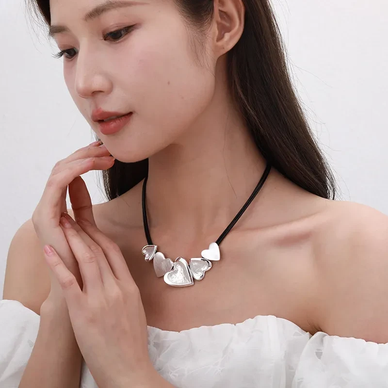 Black Choker Necklace with Pendant