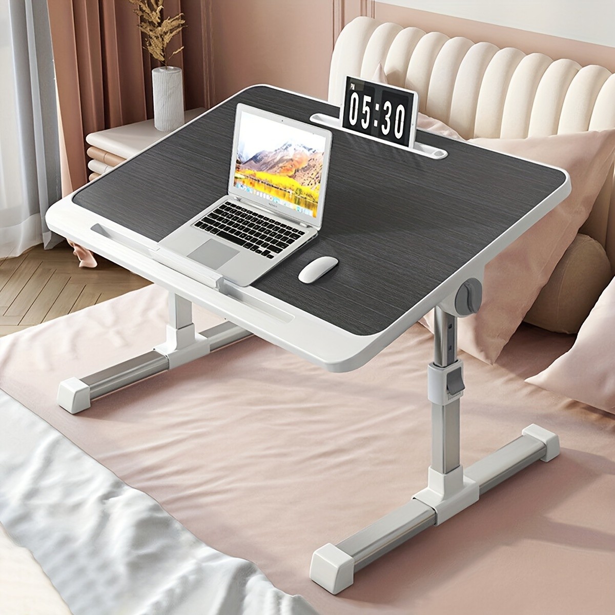 Adjustable Foldable Laptop Bed Table  60x40cm, Aluminum Alloy, Dual-Level Height Adjustment