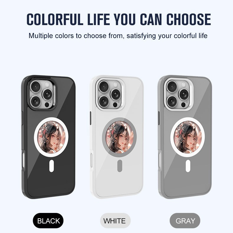 Round Magnetic HD Projection Screen Phone Case NFC Ink