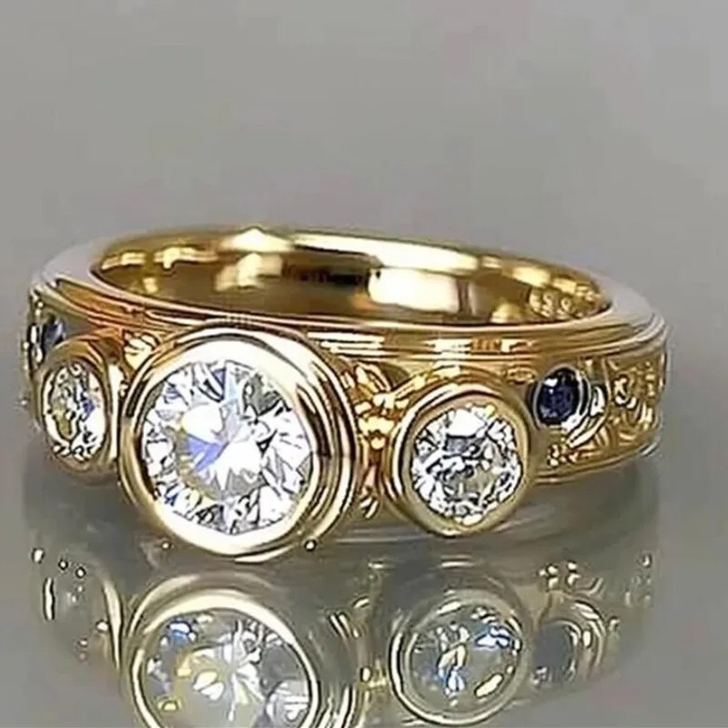 KSRA Creative Geometric Gold Color Brass Rings