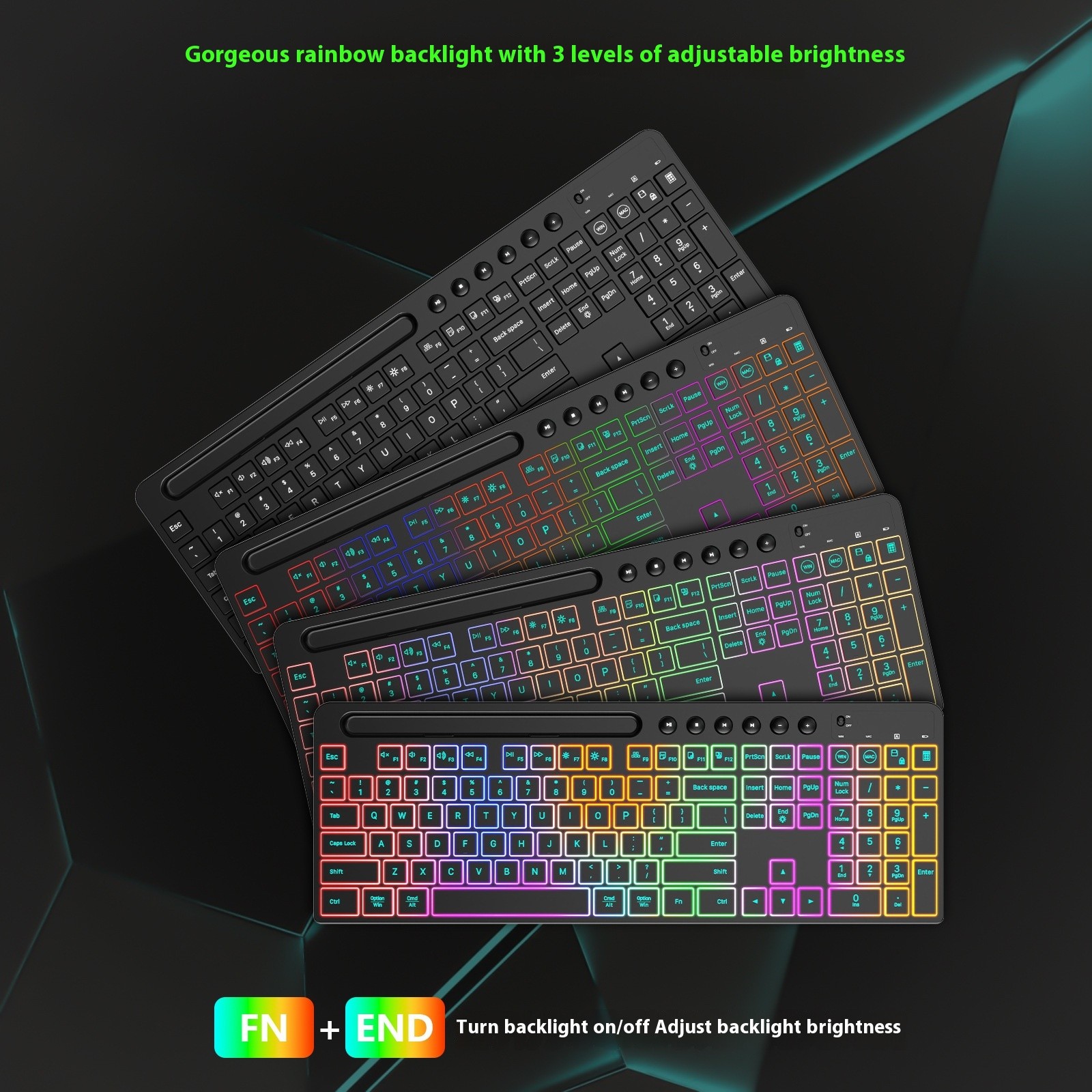 Wireless Keyboard And Mouse One-piece Set With Card Slot Luminous Ergonomic Business Office