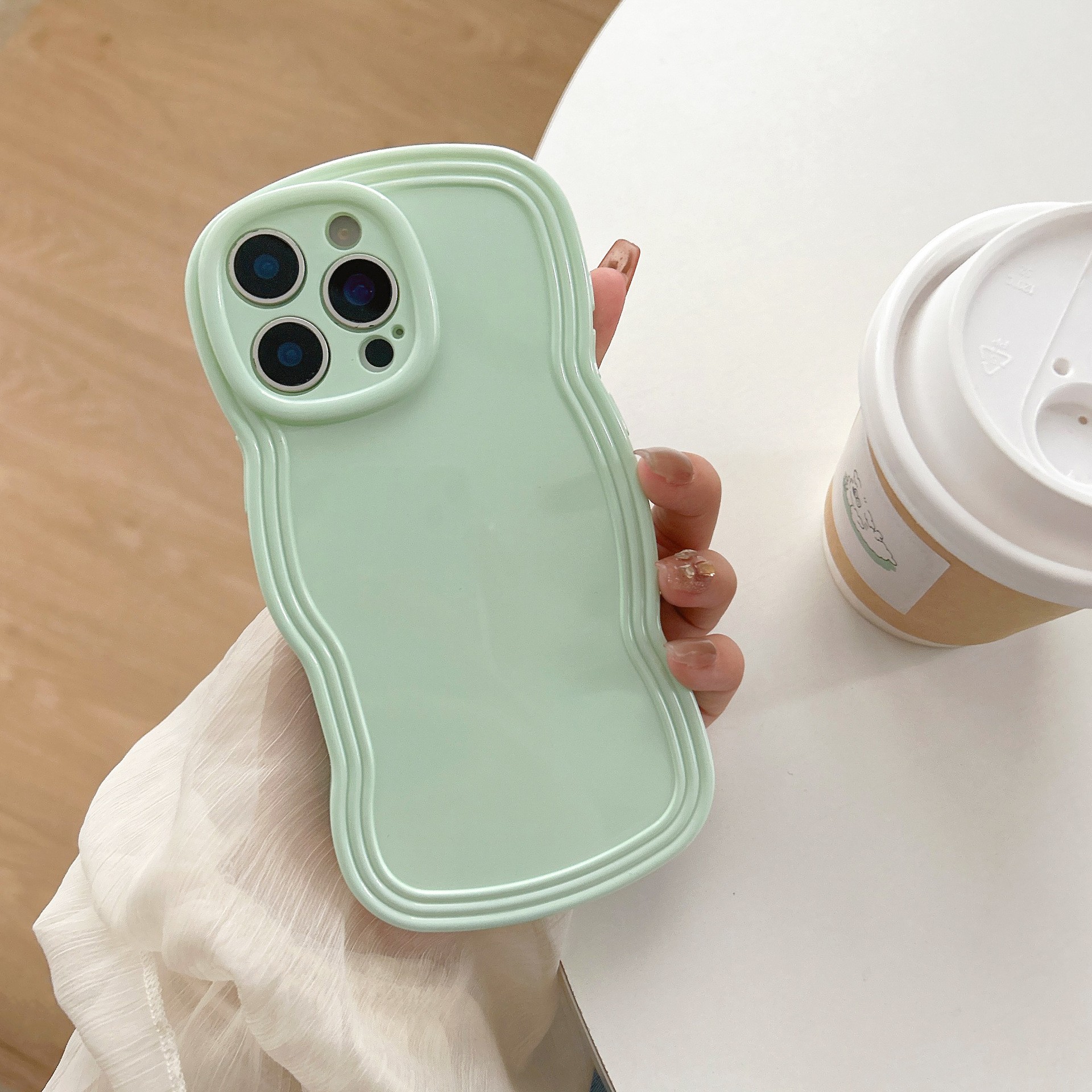 Simple Cream Candy Color Wave Phone Case