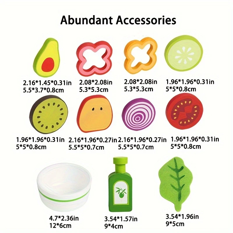 Wooden Pretend Play Fruit And Vegetable Salad Kitchen Toy