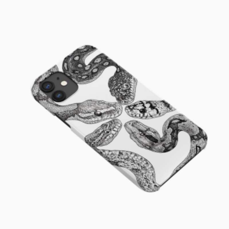 Black And White Niche Retro Python Illustration Phone Case