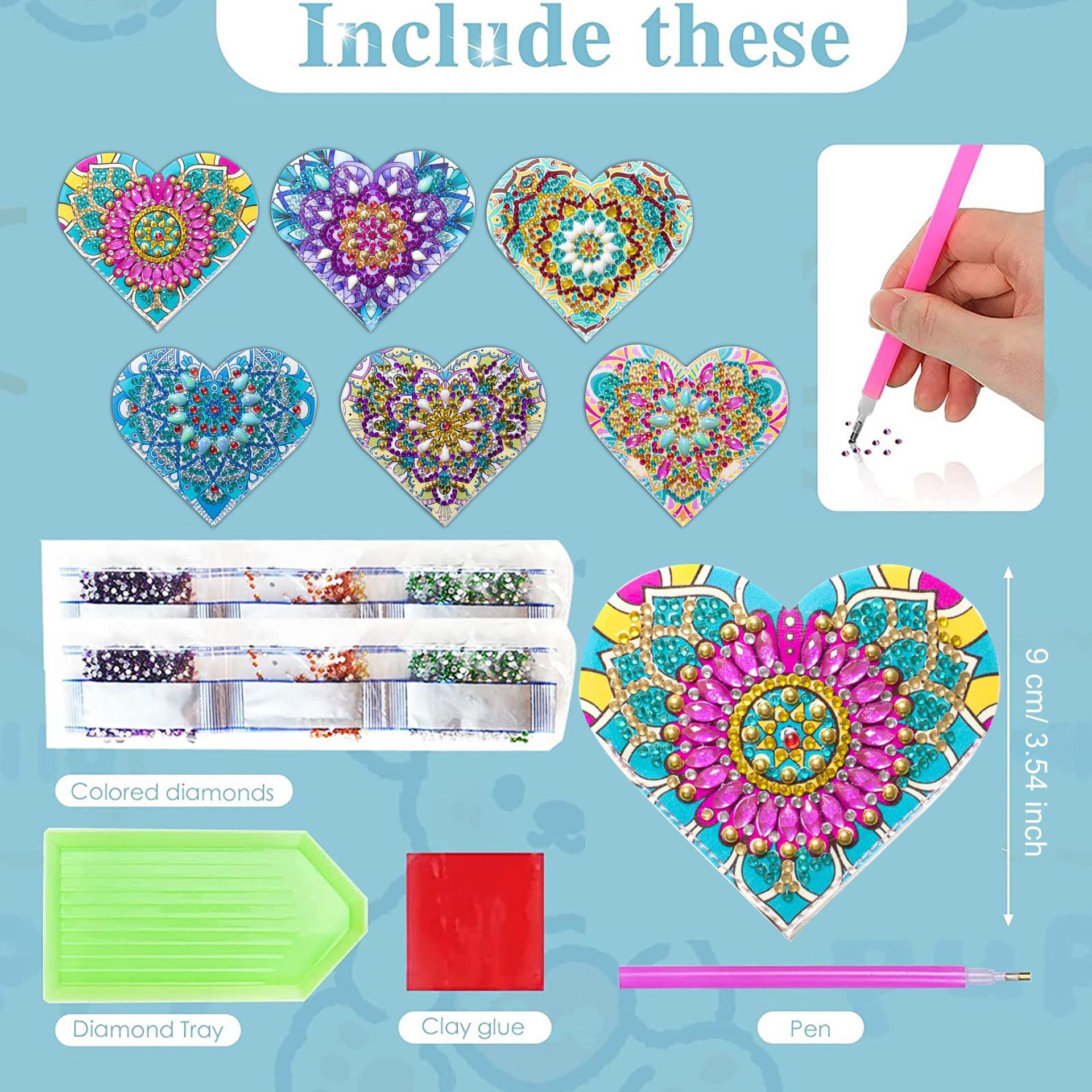 PU Leather Handmade Stick-on Crystals Flower Cornerite Bookmark