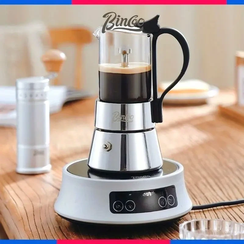 2pcs IN 1 Clear Glass Moka Pot  Stovetop Espresso Coffee Maker