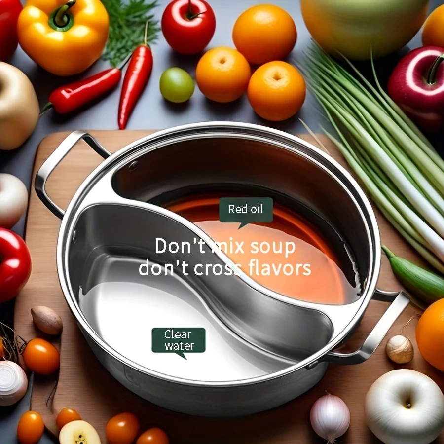 Stainless Steel Dual-Compartment Hot Pot