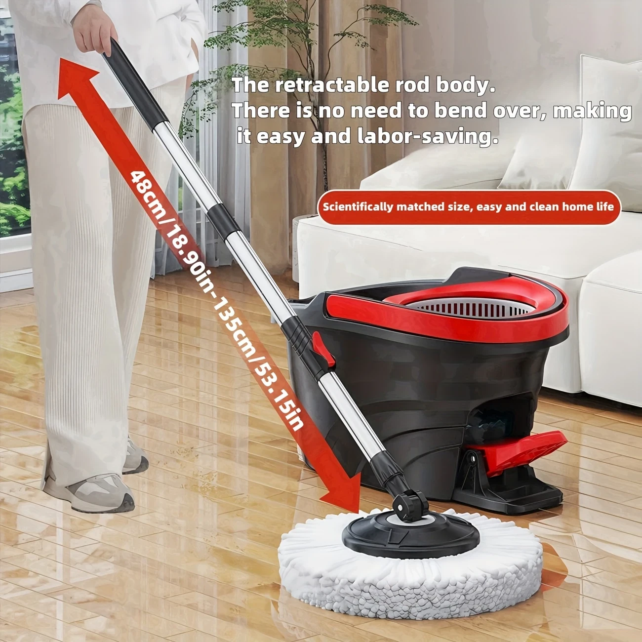 360 Rotating Mop with Telescopic Pole and Dual-Drive Floor Mop Bucket Set