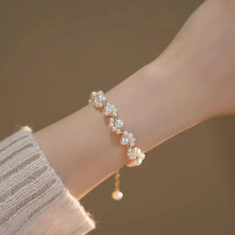 Cute Animal Paw Bracelet for Women Gold Color French Retro Pearl Bracelet Jewelry