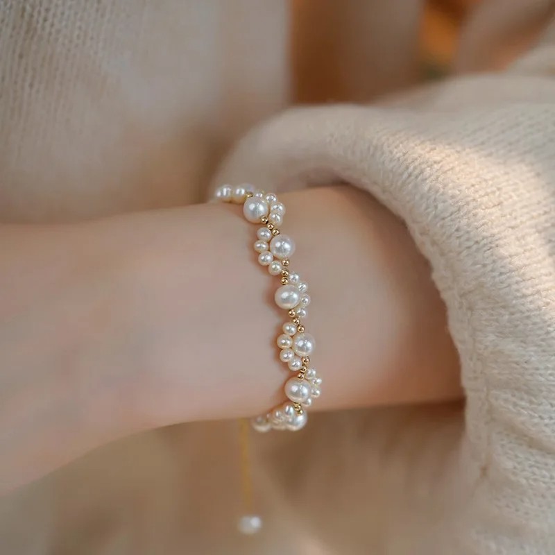Cute Animal Paw Bracelet for Women Gold Color French Retro Pearl Bracelet Jewelry