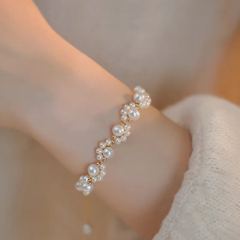 Cute Animal Paw Bracelet for Women  Gold Color French Retro Pearl Bracelet Jewelry