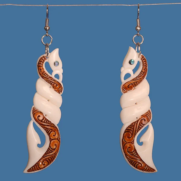 Bone Manaia Twist Earrings