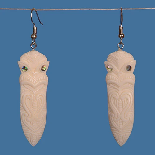 Bone Tiki Taiaha Earrings