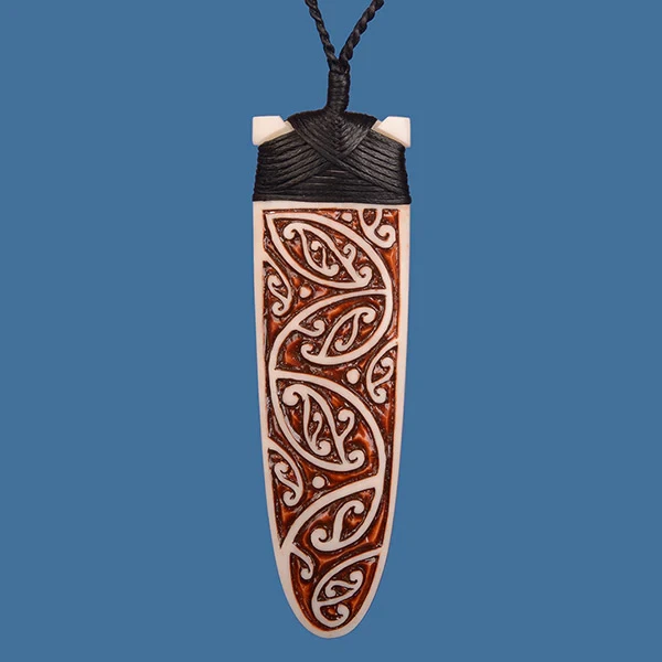 Kowhaiwhai Design Stained Bone Toki