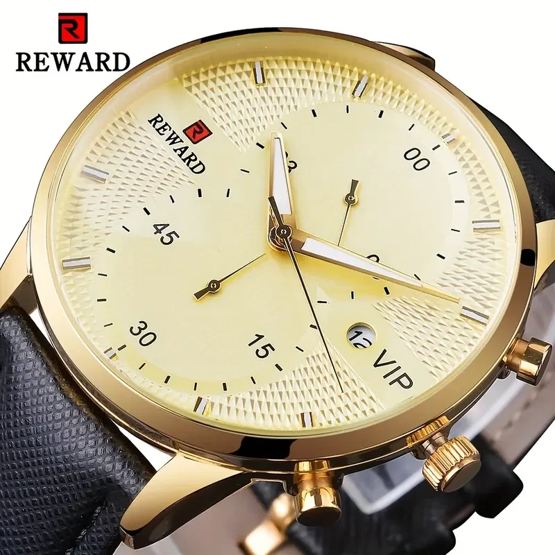 REWARD VIP Men's Luxury Black Golden Quartz Watch