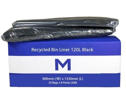 BAGS RUBBISH 900X1330MM BLACK 120L 200s (MATTHEWS MPH2610)