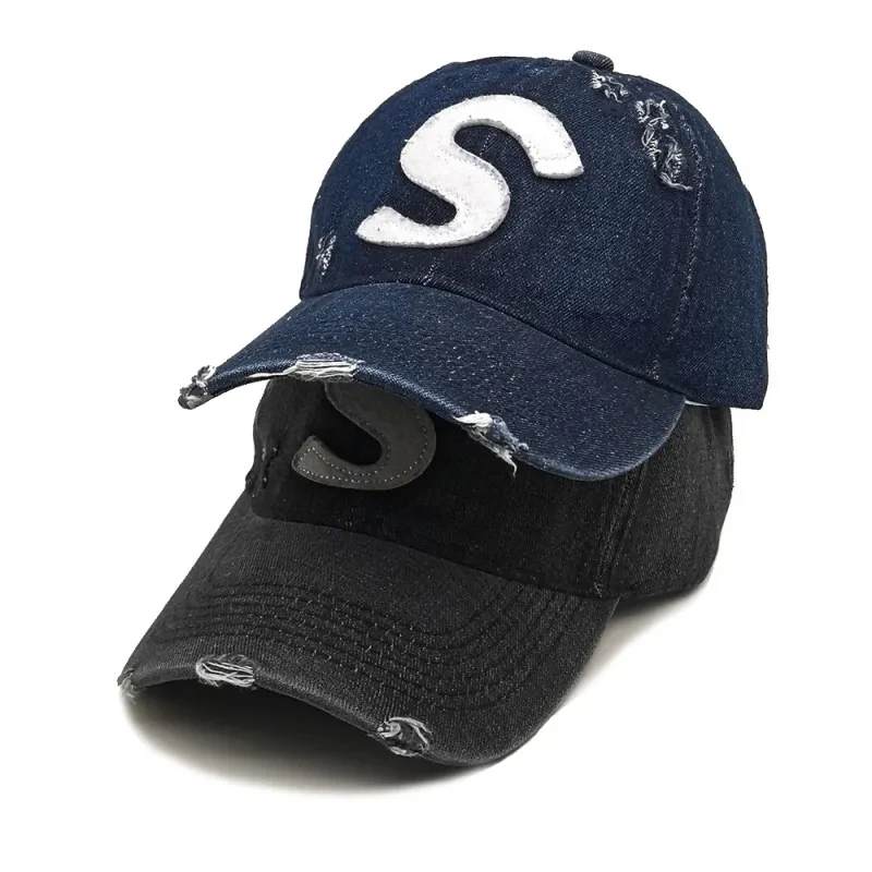 Soft Top Denim Baseball Cap Korean Couple Casual Peaked Cap