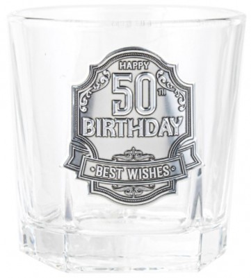 50TH BADGE SPIRIT GLASS 210ML